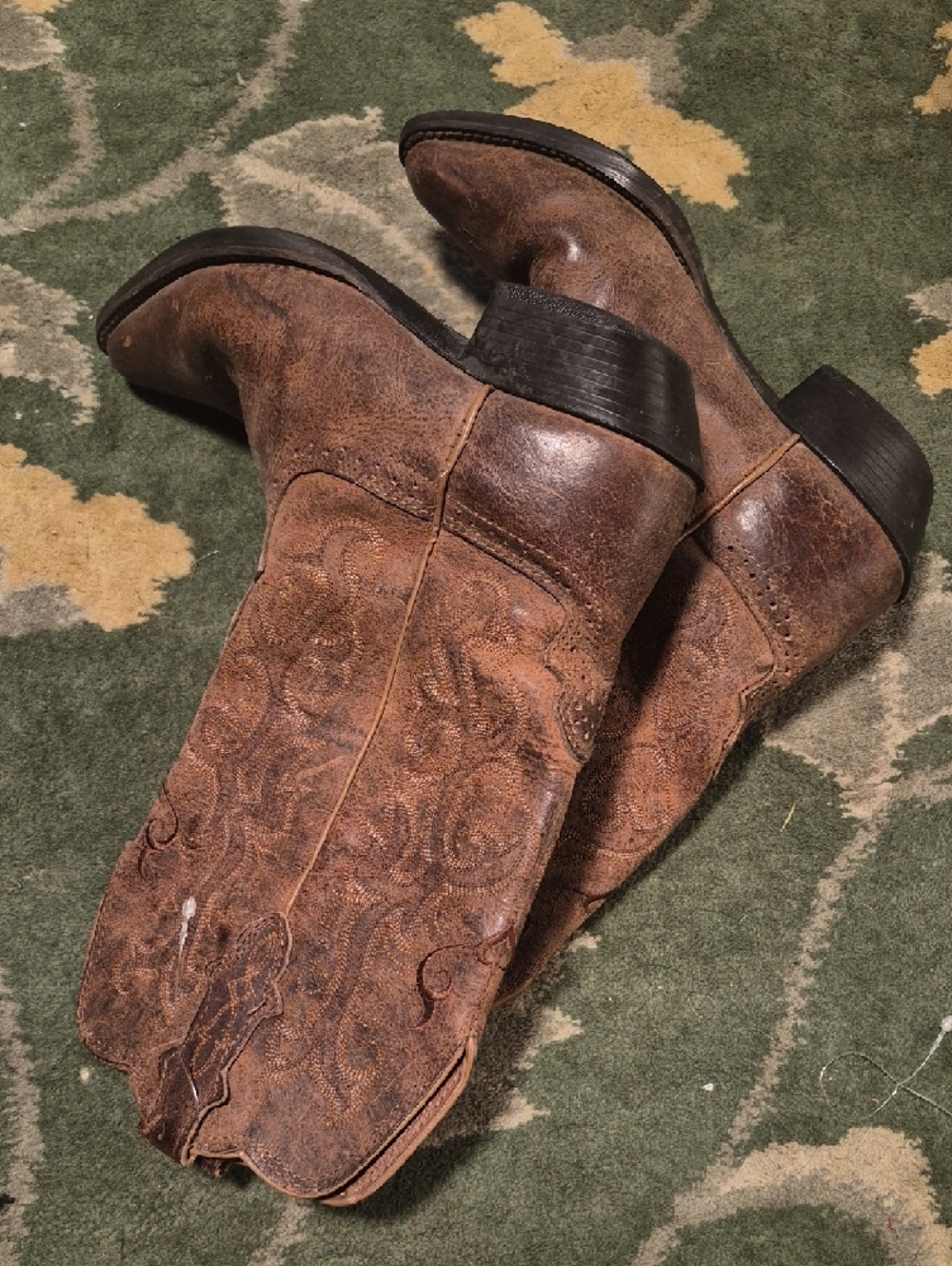 Justin Boots Brown Leather Western Cowboy Boots - Picture 4 of 12